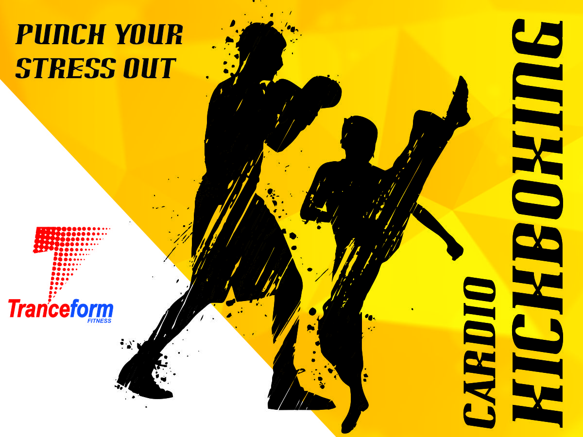 info graphics of two shadows kicking and doing the best cardio kickboxing classes in pune at Tranceform Fitness